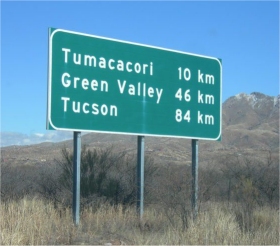USA metric road sign